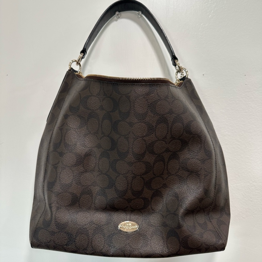 Coach Dark Brown Signature Hobo Bag